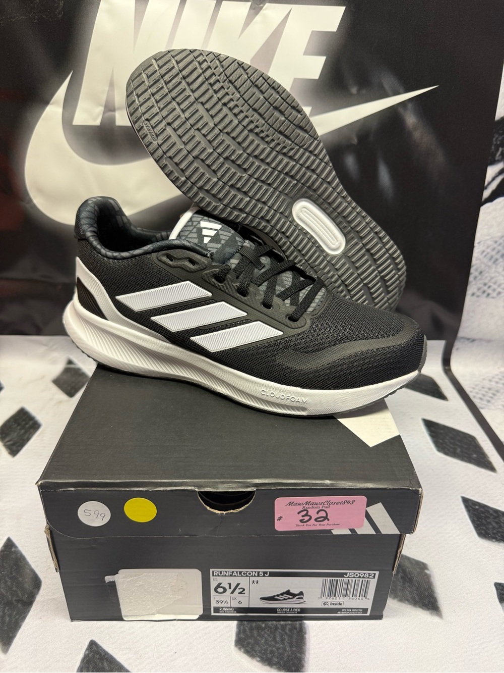 adidas Black & White Cloudfoam Running Shoes